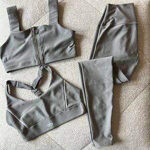 Alo Yoga Green/Grey Airlift Leggings Set